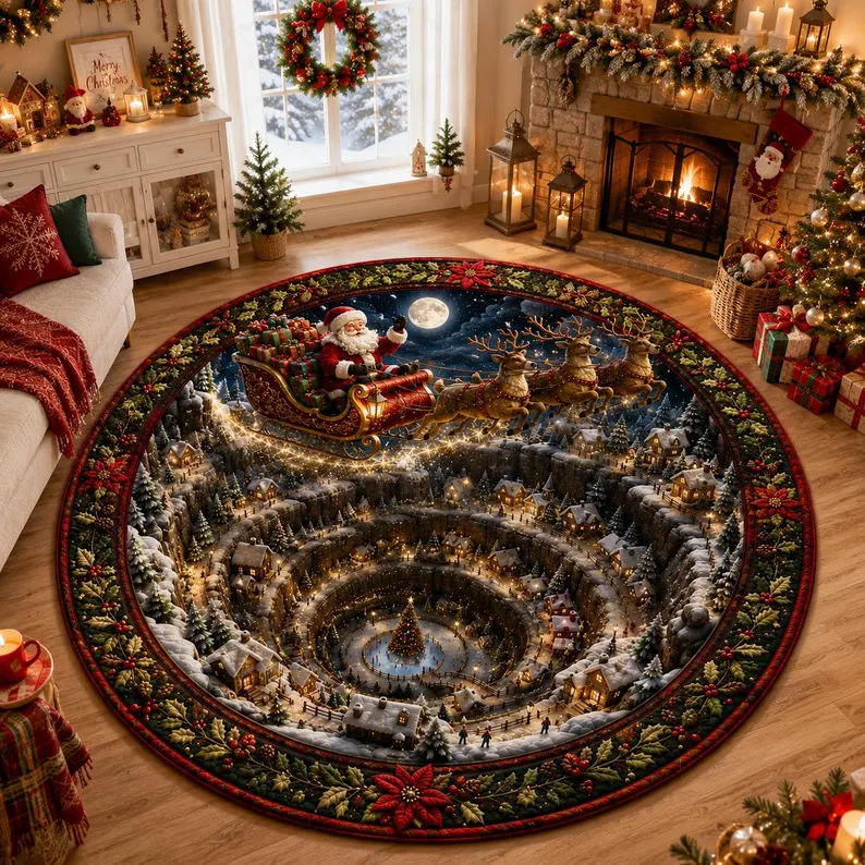 🎄 3D Illusion Holiday Rug – Spooky Halloween & Christmas Magic for Your Home