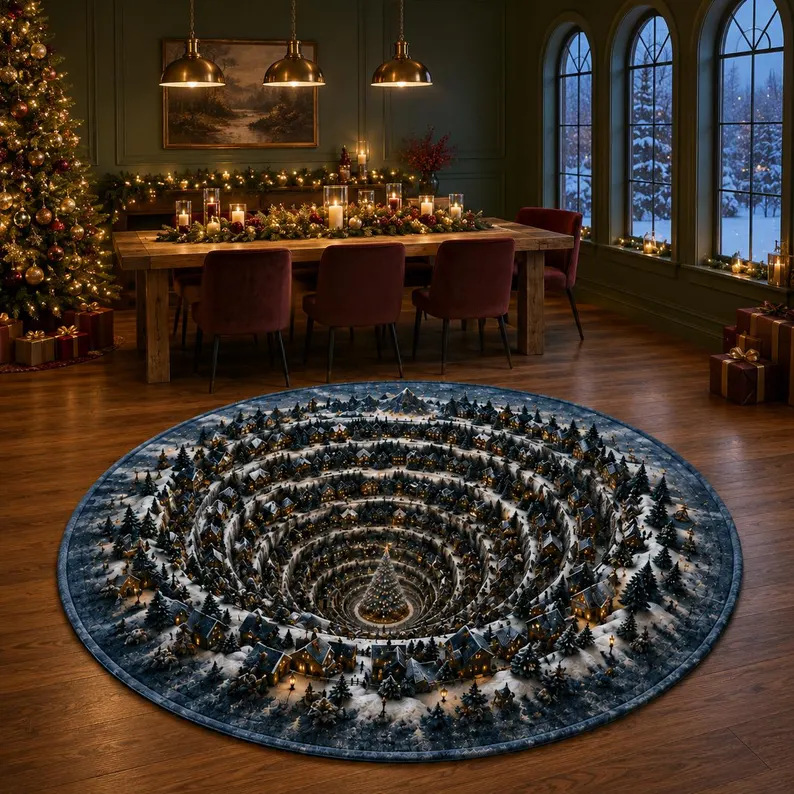 🎄 3D Illusion Holiday Rug – Spooky Halloween & Christmas Magic for Your Home