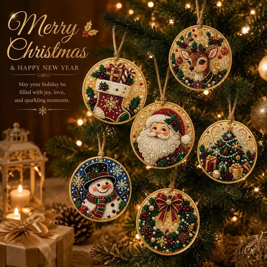 🔥Only $9.99 Last Day Promotion!🎄Christmas DIY Diamond Painting Ornaments Kit (6 PCS)🎅
