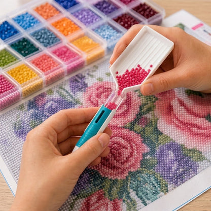 ⏰  Buy 3 Get 2 FREE – 💎 Automatic Diamond Painting Bead Dispenser Pen & Tray Set