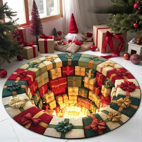 🎄 3D Illusion Holiday Rug – Spooky Halloween & Christmas Magic for Your Home