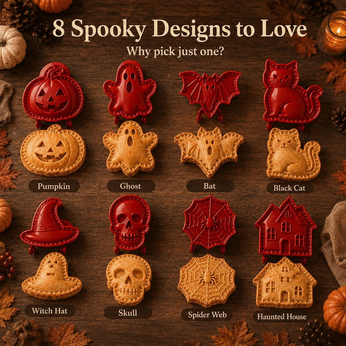 🎃 8-Piece Halloween Mini Hand Pie Mold Set - 👻 Ghost