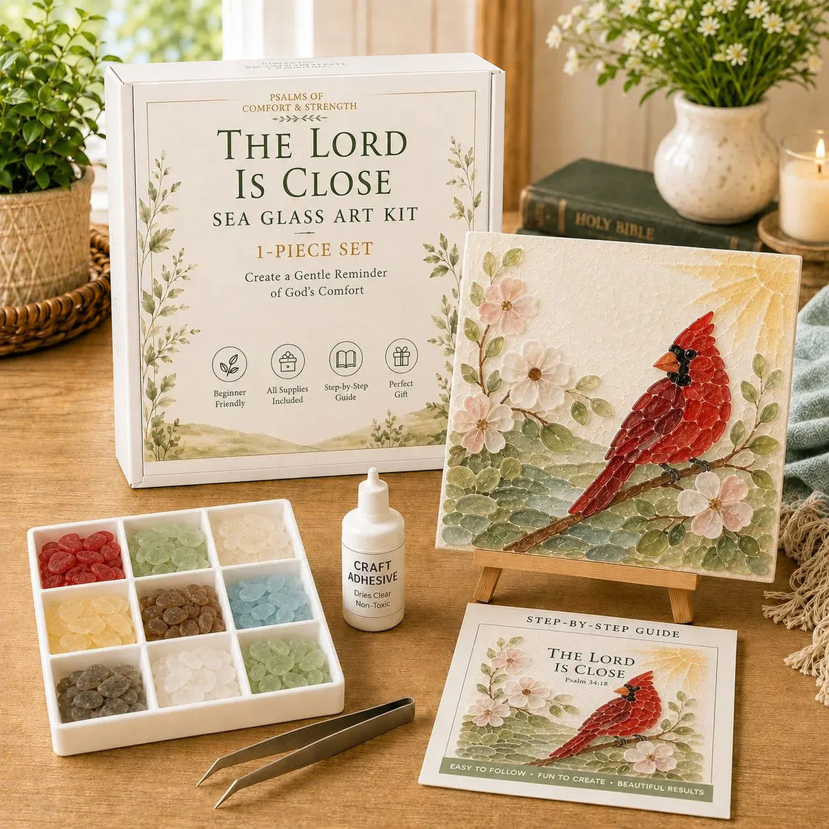 💥 LAST DAY 49% OFF - ✝️ Psalms of Comfort & Strength Sea Glass Art Kit