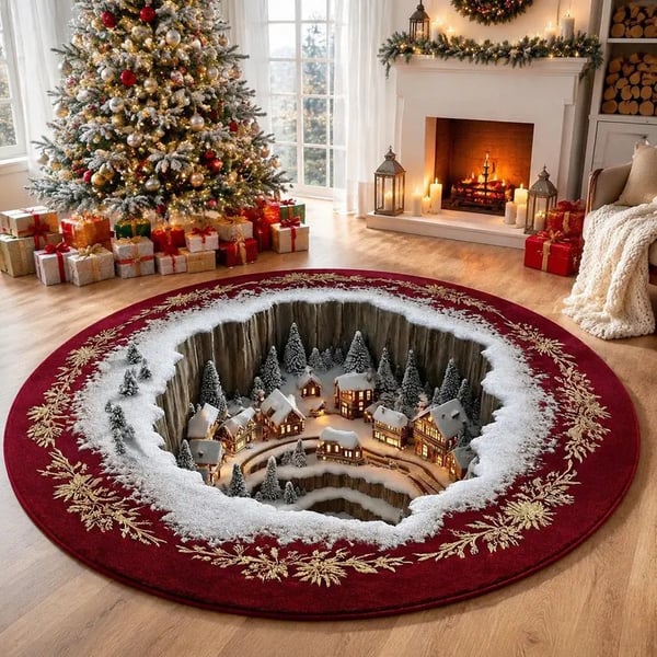 🎄 3D Illusion Holiday Rug – Spooky Halloween & Christmas Magic for Your Home