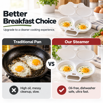 🥳 Last Day 50% OFF Buy 1 Get 1 Free ! ! ! Microwave Egg Poacher——Dual‑cavity, non‑stick & easy clean.