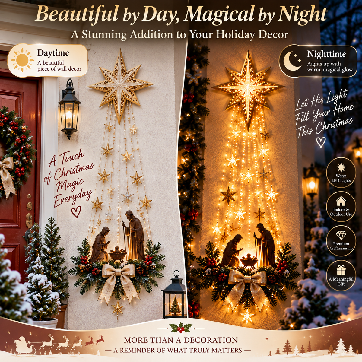 ✨Christmas Early Bird Special 69% OFF✨✝️ Bethlehem Star of Faith – Lighted Nativity Wall Decor