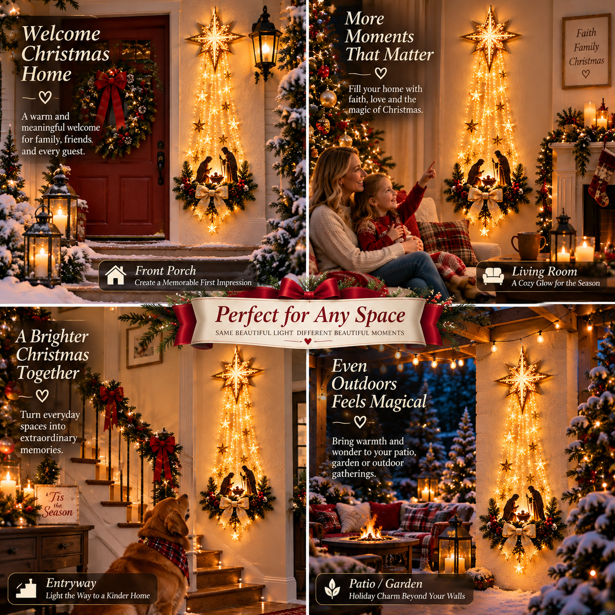✨Christmas Early Bird Special 69% OFF✨✝️ Bethlehem Star of Faith – Lighted Nativity Wall Decor