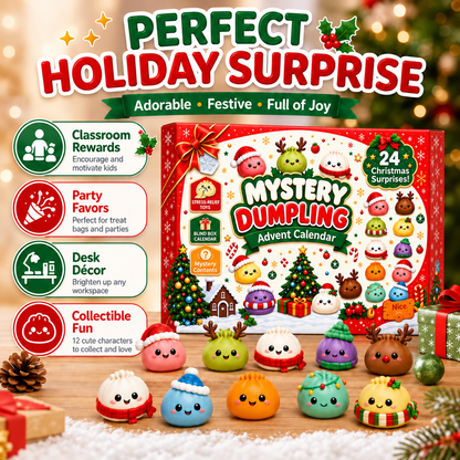 🎄 24 Days of Christmas Surprises! 🎁 Cute Dumpling Squishy Advent Calendar – The Perfect Holiday Gift for Kids!