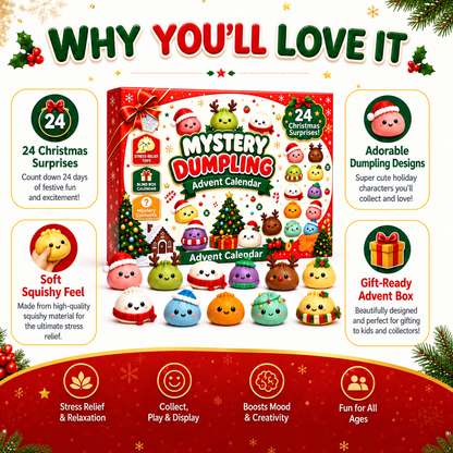 🎄 24 Days of Christmas Surprises! 🎁 Cute Dumpling Squishy Advent Calendar – The Perfect Holiday Gift for Kids!