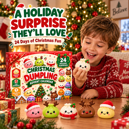 🎄 24 Days of Christmas Surprises! 🎁 Cute Dumpling Squishy Advent Calendar – The Perfect Holiday Gift for Kids!