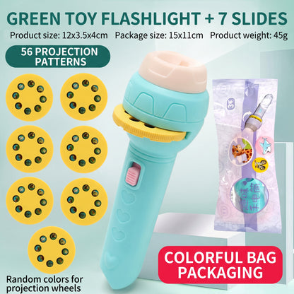 Mini Kids Torch Projector Toy with 7 Slides & 56 Patterns – Educational Early Learning Toy
