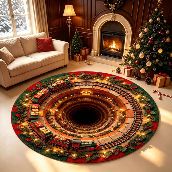 🎃🎄 3D Illusion Holiday Rug – Spooky Halloween & Christmas Magic for Your Home