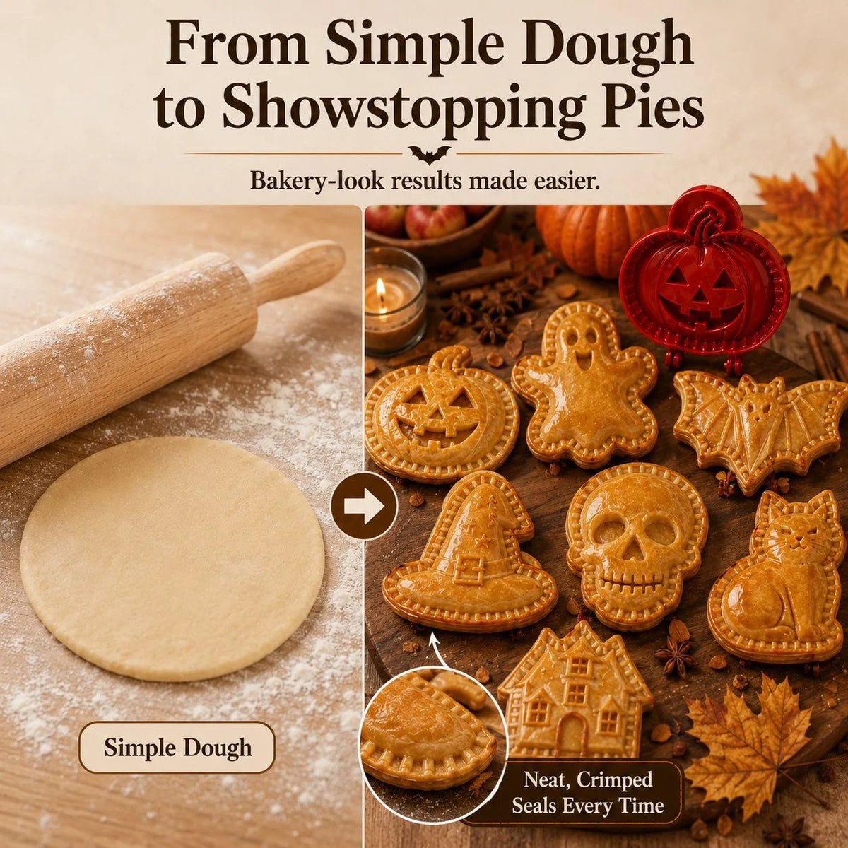 🎃 8-Piece Halloween Mini Hand Pie Mold Set - 👻 Ghost