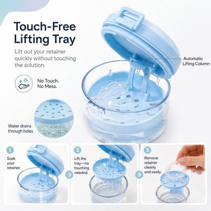 Portable Retainer & Denture Cleaning Case with Lift-Out Tray