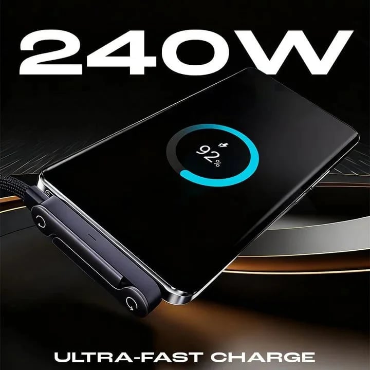 BUY 1 GET 1 FREE!⚡Official Authorized | MFi-Certified Cables🔥 2-in-1 Cable 240W Fast Charging with Phone Stand