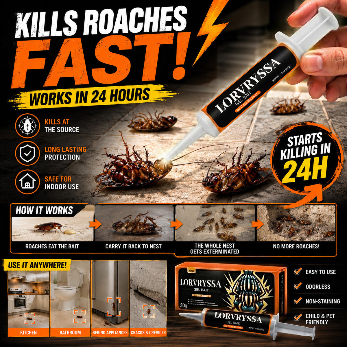 💥2026 Upgraded Formula Professional Cockroach Gel Bait – Eliminates Entire Nest