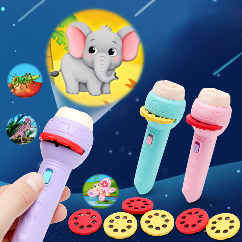 Mini Kids Torch Projector Toy with 7 Slides & 56 Patterns – Educational Early Learning Toy