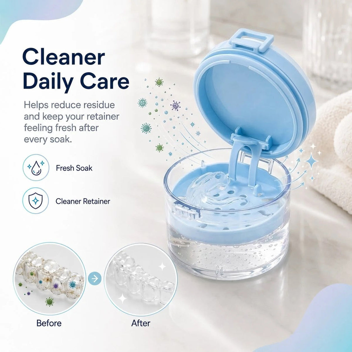 Portable Retainer & Denture Cleaning Case with Lift-Out Tray