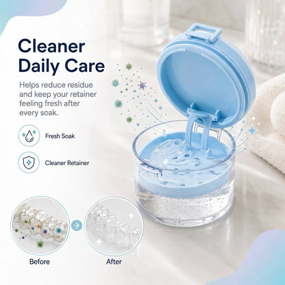 Portable Retainer & Denture Cleaning Case with Lift-Out Tray