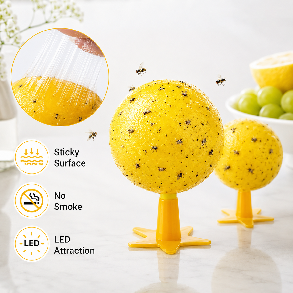 ⏰🎁Sticky Fruit Fly Trap Ball with Stand & LED