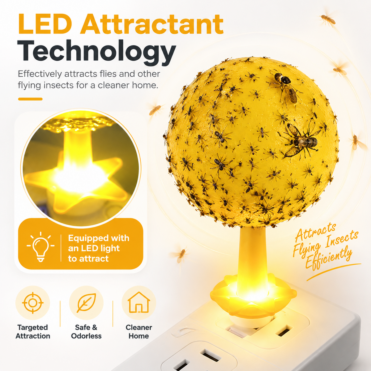 ⏰🎁Sticky Fruit Fly Trap Ball with Stand & LED