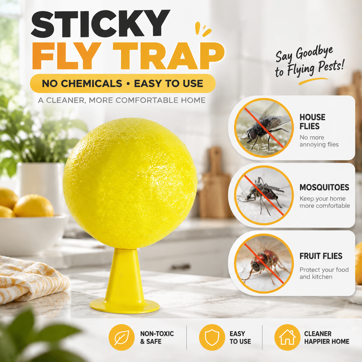 ⏰🎁Sticky Fruit Fly Trap Ball with Stand & LED